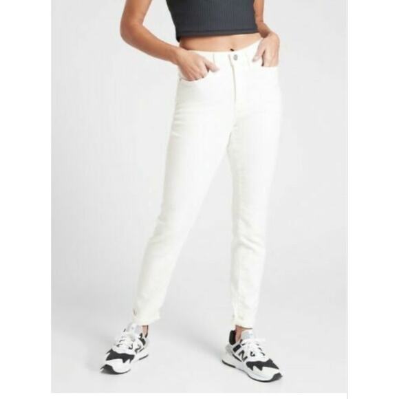 Athleta Women White Jeans Sz. 4 Sculptek Stretch Skinny Athletic. Flex Comfort - Picture 2 of 12